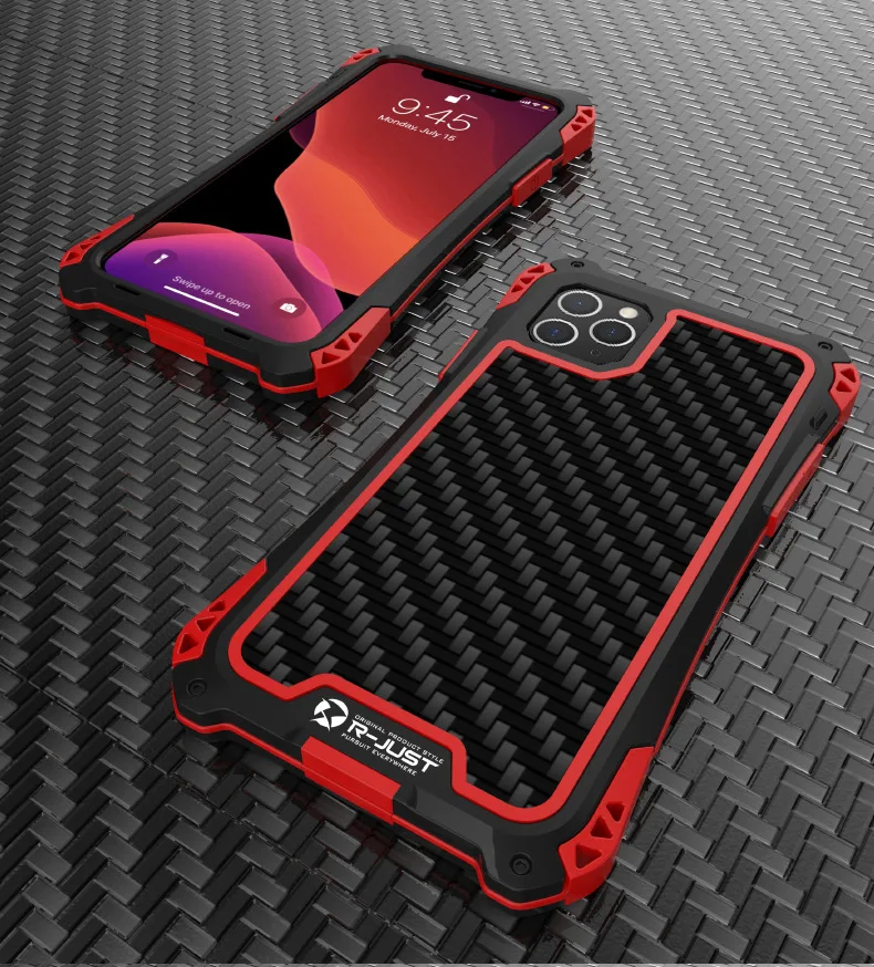 Роскошный защитный чехол для iphone 11/11 pro/11 pro max, чехол для телефона s, силиконовый+ металлический чехол для iphone 11, чехол для телефона s - Color: Black-Red