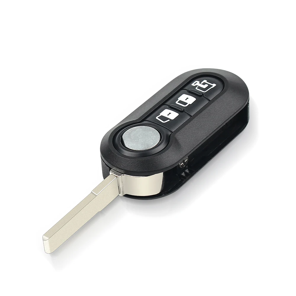3 Buttons Rubber Pad Fob Flip Folding Blank Key Shell For Fiat 500 Panda Abarth Punto Remote Car Key Case