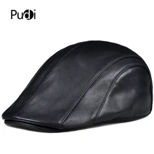 Pudi man, Натуральная овечья кожа, шапка, шапка,, фирменная Новинка, берет для мальчиков, гольф, охотничьи капюшоны, шапки, черный, коричневый, HL912