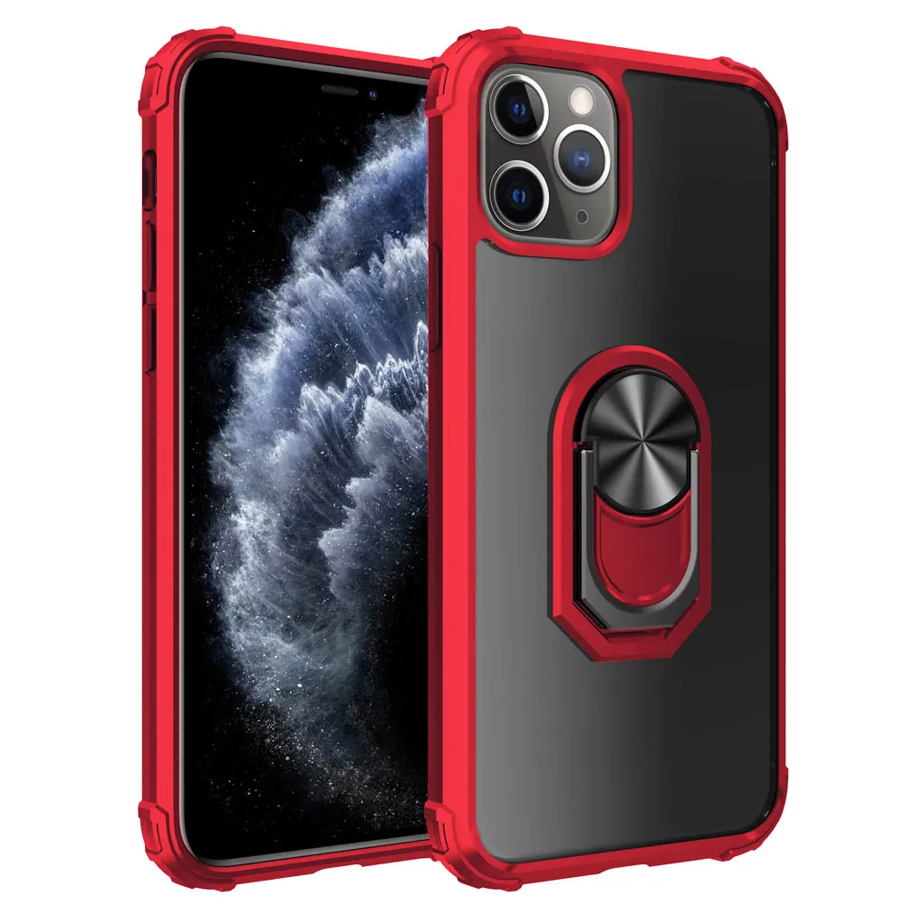 Красный Противоударный чехол s для iPhone 11 Pro Max X XS XR чехол подставка с магнитным кольцом чехол Гибридный Жесткий Чехол для iPhone 6 7 8 Plus чехол - Цвет: Красный