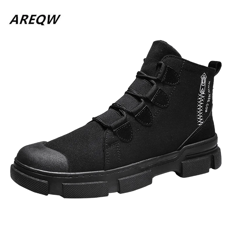 

2019 Spring and Autumn Trend Comfortable Solid Color Fashion High Shoes Men's Martin Shoes Flat British Style Wild Men's Shoes