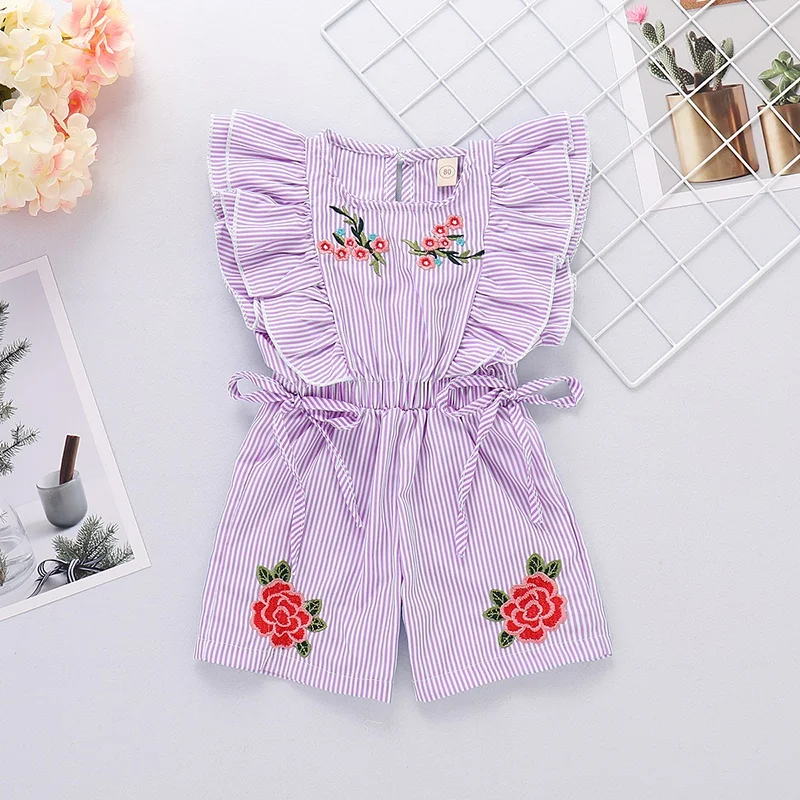 

Summer Baby Girls Embroidery Floralborn Sleeveless Bodysuit Cotton Infant Casual Clothes
