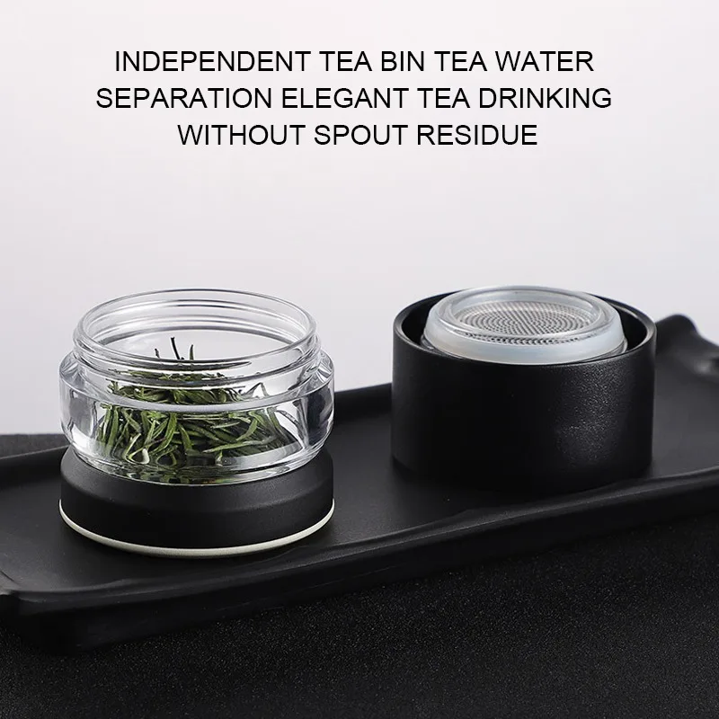 Insulated Cup with Filter 316 Stainless Steel Tea Bottle Tea Infuser Vacuum Cup with Glass Infuser Separates Tea and Water 500ML