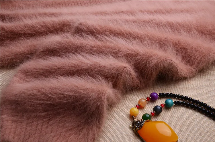 Женский модный зимний Кардиган, пальто, свободный длинный рукав, кашемир, длинный стиль, карманы, мех кролика, джемпер, свитер