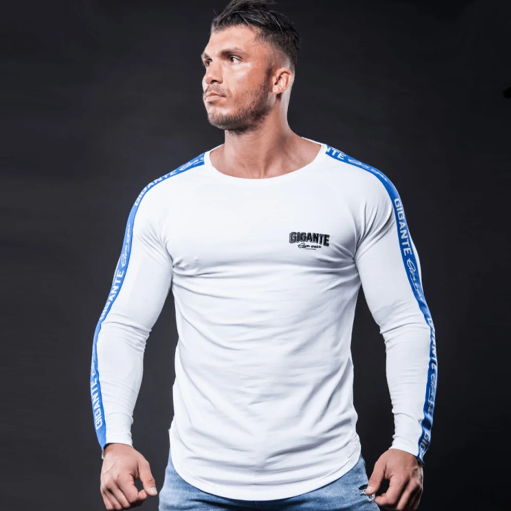 Футболка мужская быстросохнущая с длинным рукавом Топ облегающий для спортзала