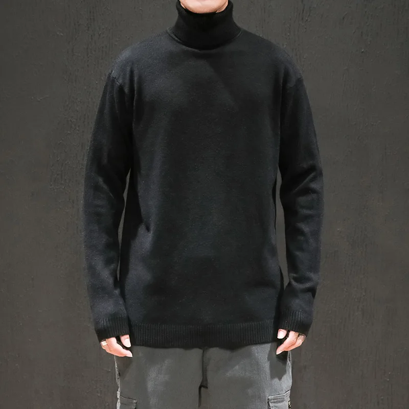 

2019 New Autumn Winter Turtleneck Sweater Men Slim Fit Knitted Male Pullovers Solid Color Mens Christmas Sweaters Size M-5XL