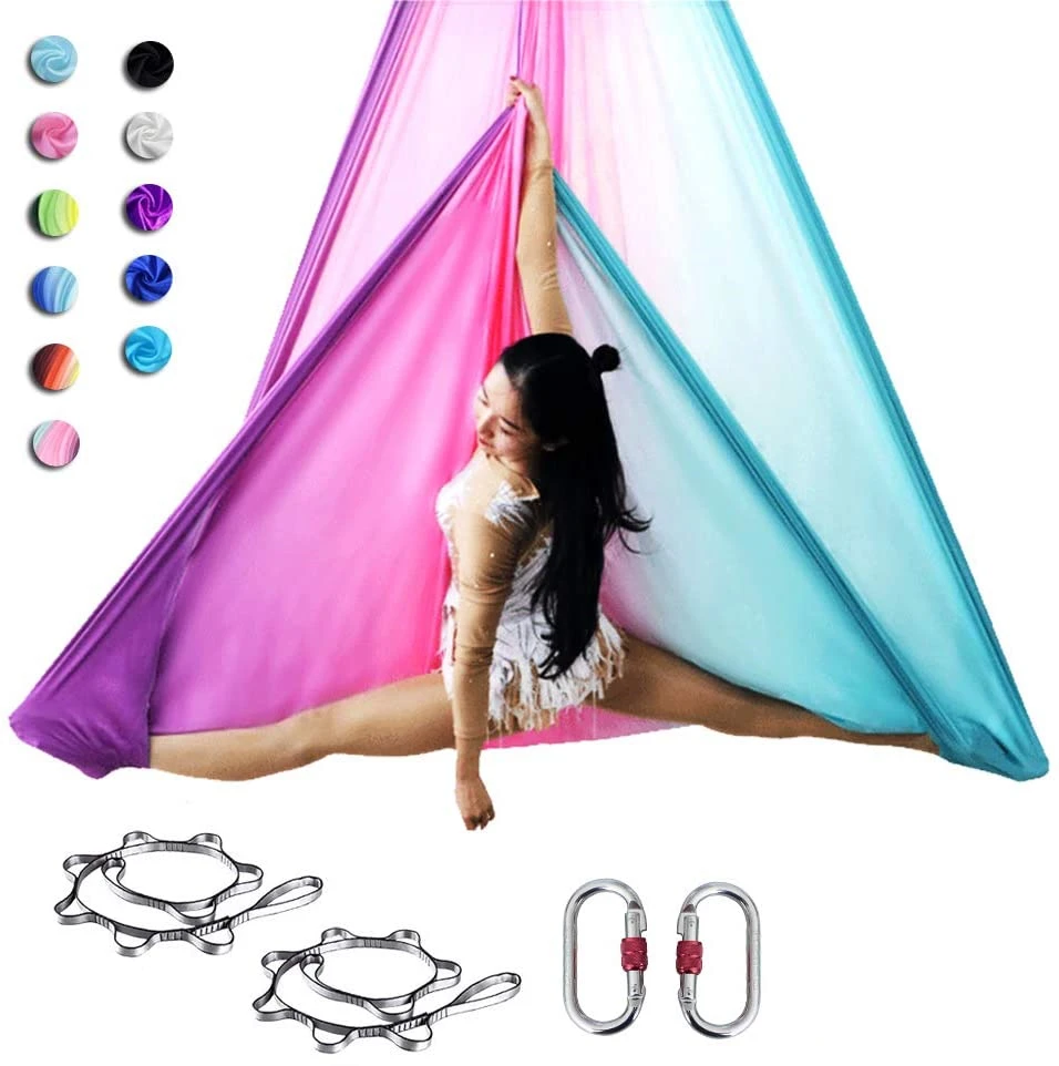 Luft Yoga Hängematte Fitness Yoga Schaukel Set Anti-Schwerkraft Seide/Gänseblümchen Ketten/Karabiner fliegen Yoga Schlinge Inversion Ausrüstung