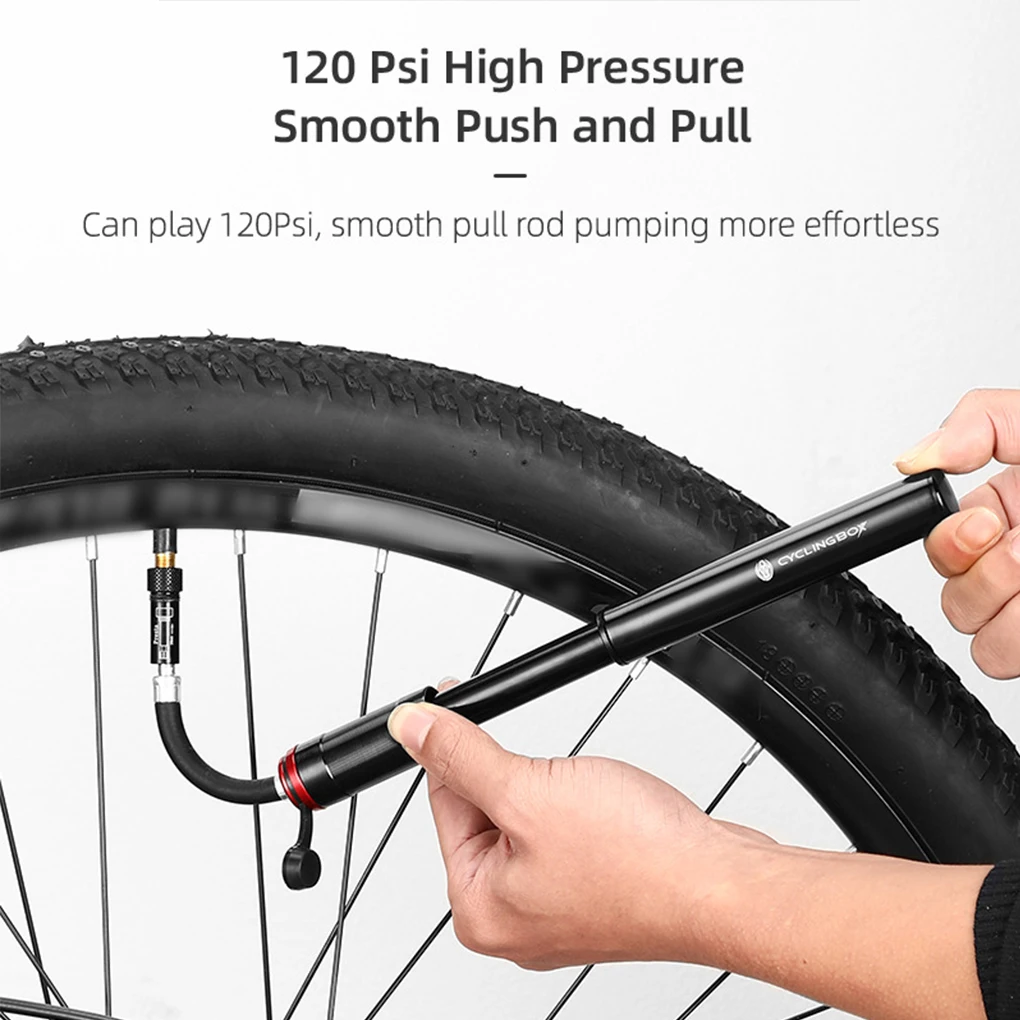 Portable Bike Tire Inflator 120psi Manual Bicycle Air Compressor Pump Aluminum Alloy Air