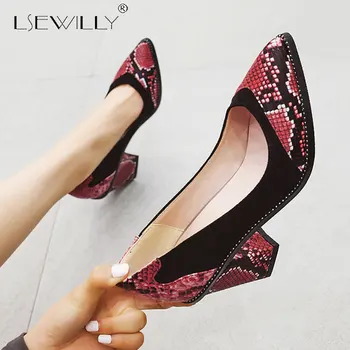 

Lsewilly 2020 Hot Sale Square High Heels Concise Shoes Woman Pumps Female Pointed Toe Slip-On Office Lady Shoes Women Pumps