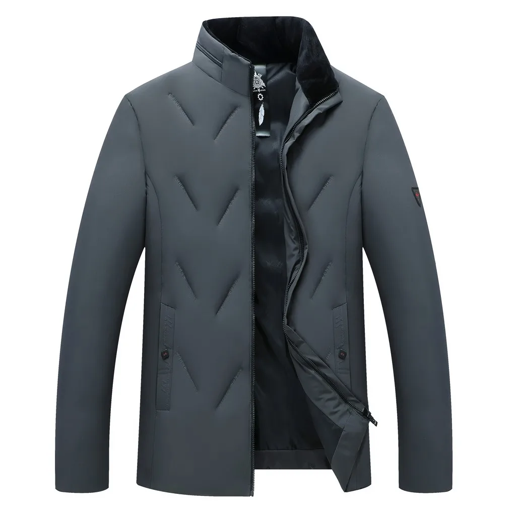 Feitong chaqueta hombre, зимняя мужская куртка, повседневная, с карманами, на пуговицах, с хлопковой подкладкой, стоячий воротник, топ, уличная одежда, черное пальто, jaqueta