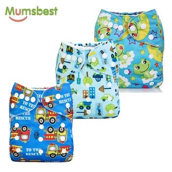 

[Mumsbest] 3PCS Washable Waterproof Baby Nappy PUL Suit 3-15kgs Adjustable Boy Diaper Covers Car Print Design Cloth Diaper Cover