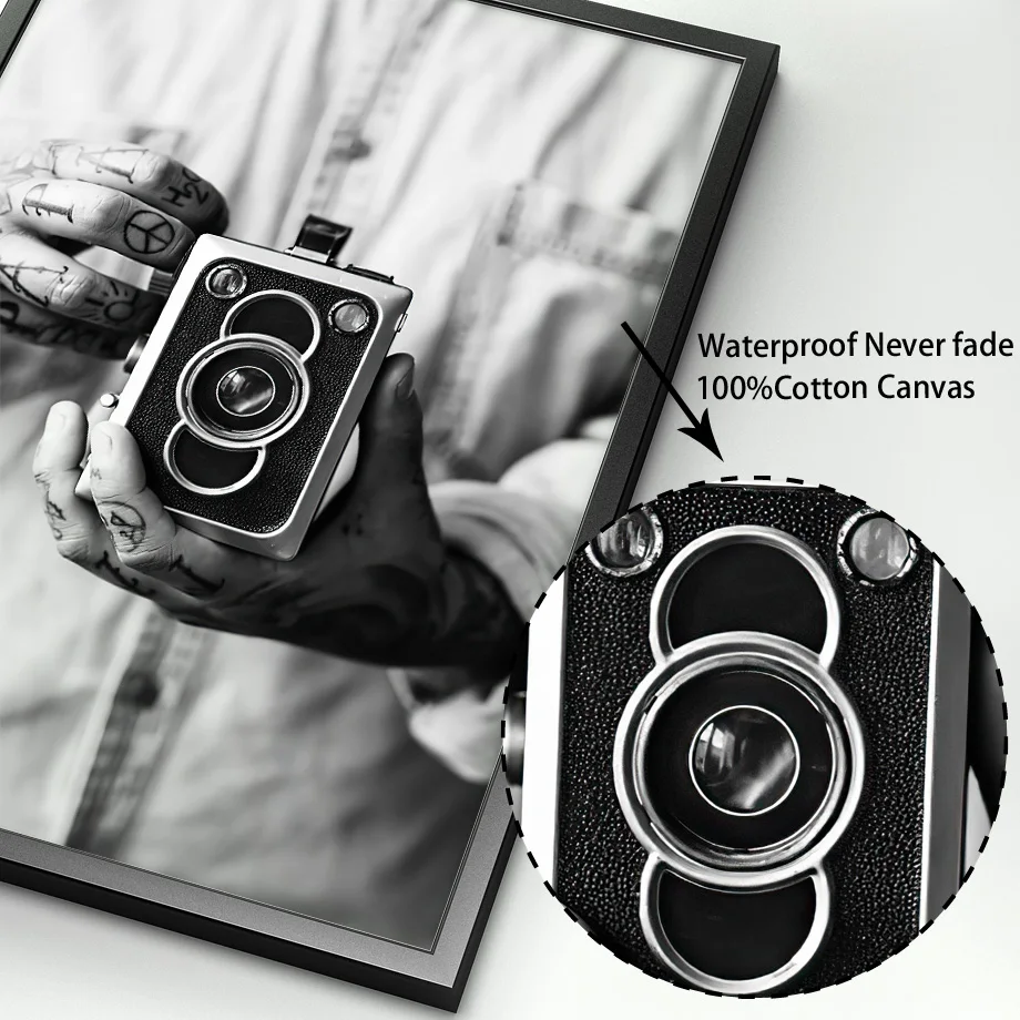 Black White Surf Beach Chair Camera Palm Tree Car Van Wall Art Print Canvas Painting Nordic Poster Decor Picture For Living Room