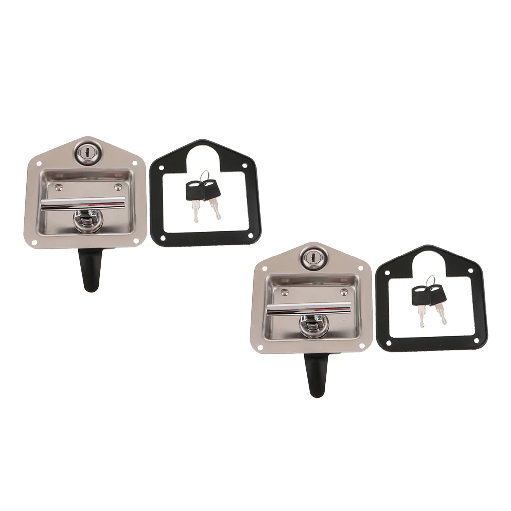 2 Sets Car Lock Handle Stainless Steel Latch + Keys For Trailer Rv Truck Vehicles