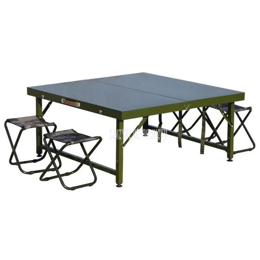 Армейский зеленый полевой складной обеденный стол полевой портативный складной стол Военный Зеленый стальной металлический крепкий уличный походный стол
