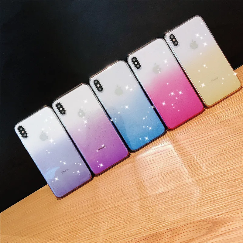 

Glitter Transparent Phone Soft TPU Case For iPhone11 11Pro 11ProMax iPhone 6 6s 678 Plus X XS XR XSMAX Anti-knock Cover Fashion