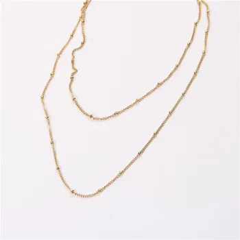 

New Fashion Stacked Necklace Simple Double Layer Peas Embellished Ladies Necklace/Necklace