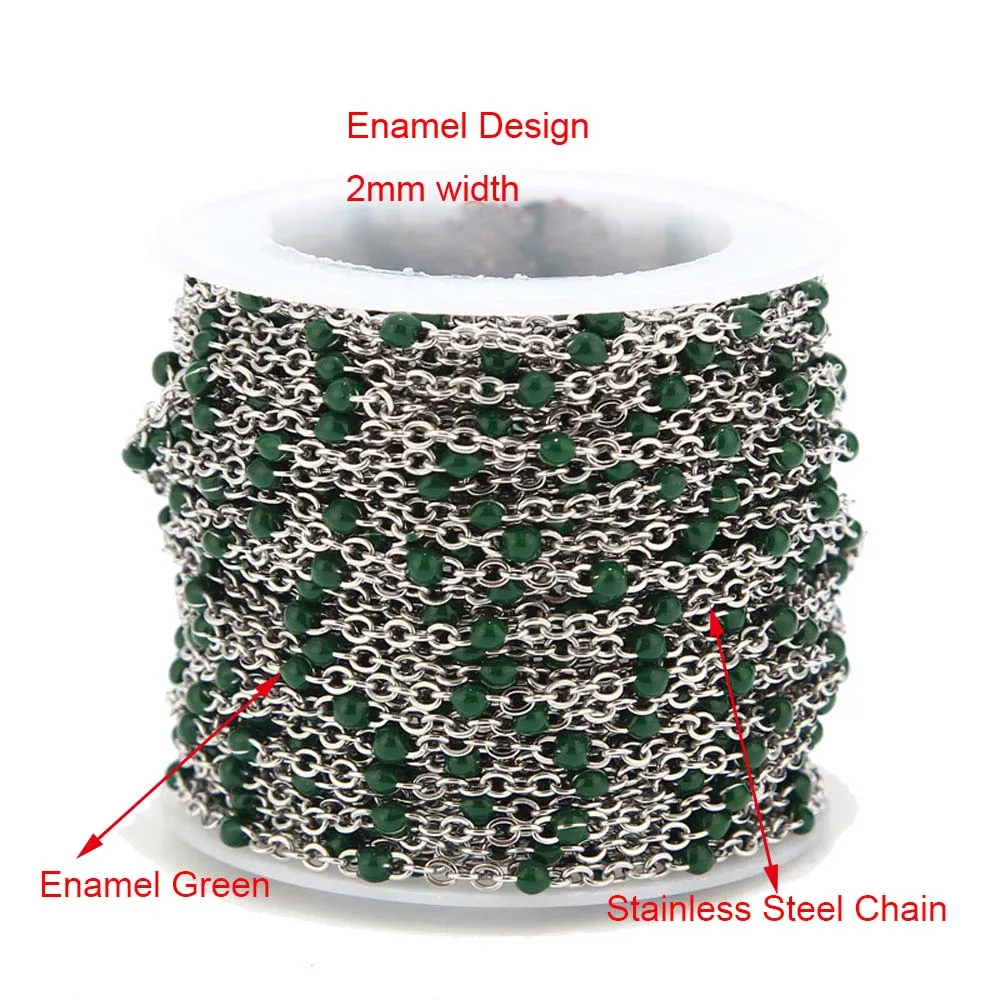 1 рулон/10 метров 2 мм ширина нержавеющей стали позолоченный спутниковый кабель цепь из бусин для женщин Девушка ожерелье делая - Цвет: Steel Green