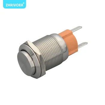 

Large Current 10A 16mm 19mm 2pin Panel Hole Metal Push Button Switch Power Flat High Head Self Locking/ Reset soldering IP67 1NO