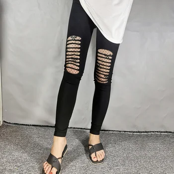 

Casual Pants Thin Hole Mesh Women Leggings Hellow Sports Fitness Elastic Slim Pencil Pants 2020 Young Cool Gothic Sexy Leggins