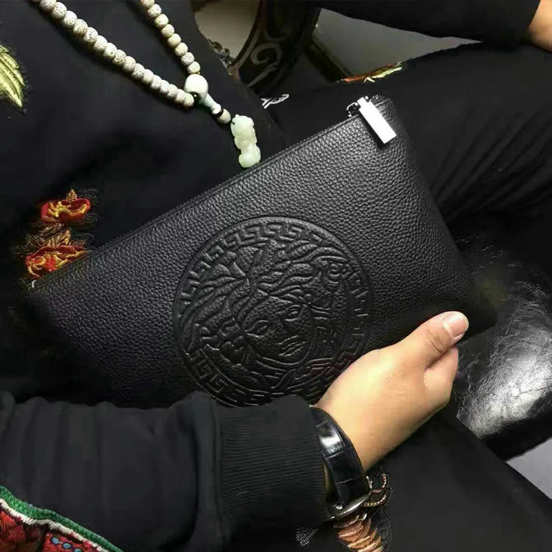 

Men's Handbags Leisure Large-capacity Soft Leather Business Embossed Wallet Spirit