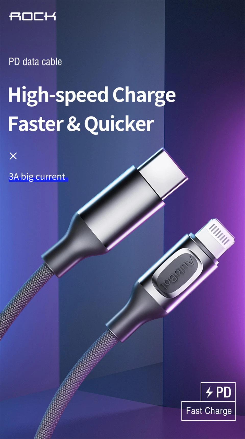 Rock MFI Сертифицированный usb-кабель type c для зарядки lightning для iPhone xs max xr 8 7 6 plus 5 apple ipad pro быстрое зарядное устройство pd кабель