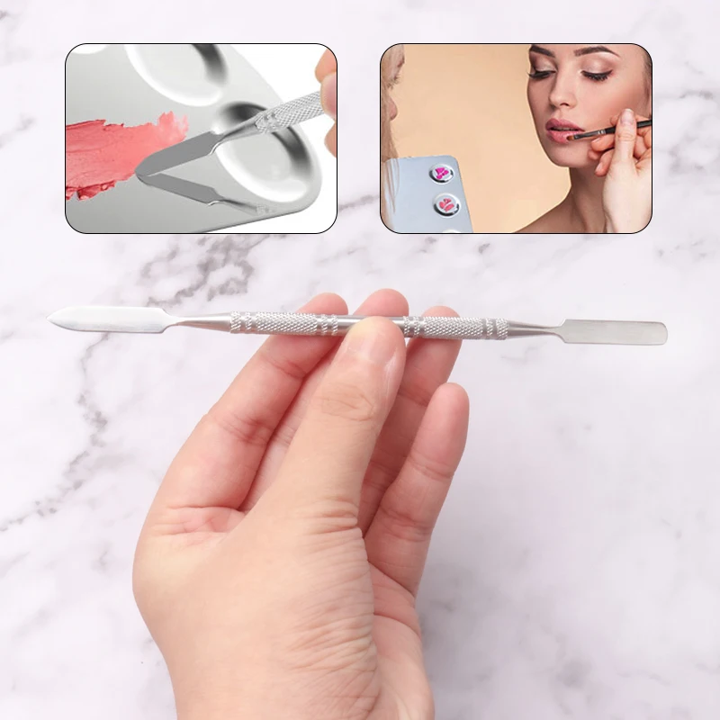 NEW style Stainless steel Cuticle Pusher Nail Art Stirring Polish Powder Blend Spatulas Tone Rods Manicure Remover Makeup Tools 5