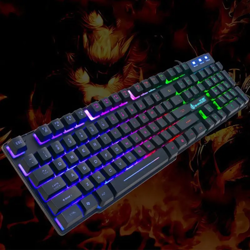 LED Wired Glowing Backlit Gaming Keyboard Computer Desktop Mechanical Keypad D08B 5