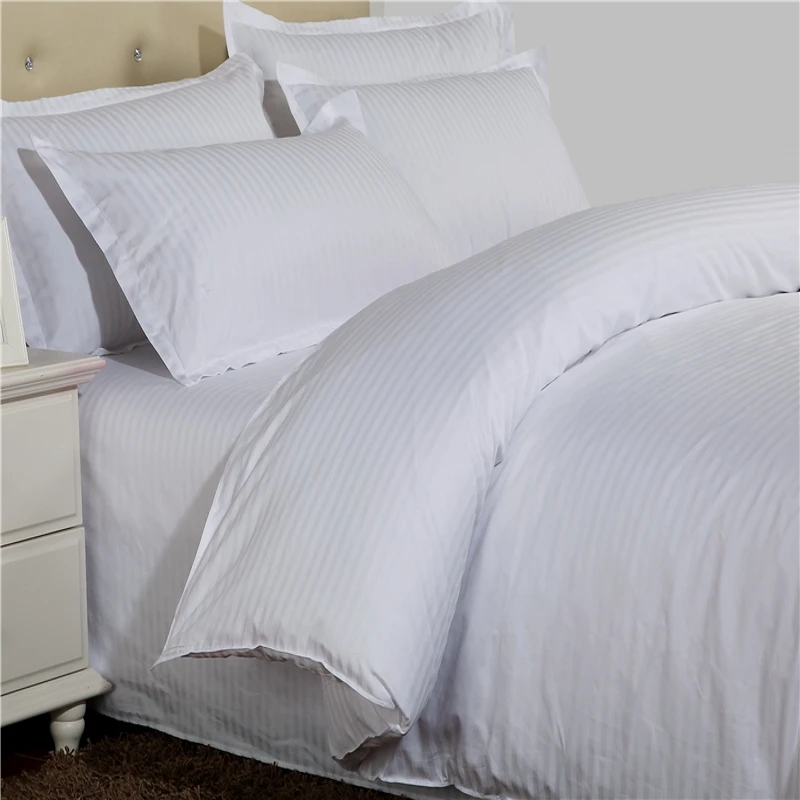 Cotton Satin Stripe Duvet Cover Quilt/Comforter Case Bedding Pillowcase Hotel 