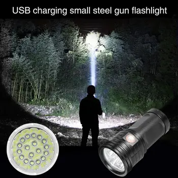 

Long Spotlight Outdoor Searchlight Super Bright Aluminum Alloy Led New XM Rechargeable Flashlight USB Cable