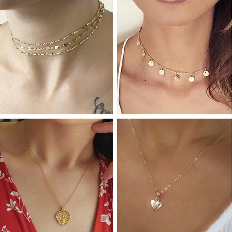 

Vintage Multi Layer Arrow Infinity Cross Heart Crystal Chain Necklaces & Pendants for Women Retro Part Gifts Jewelry