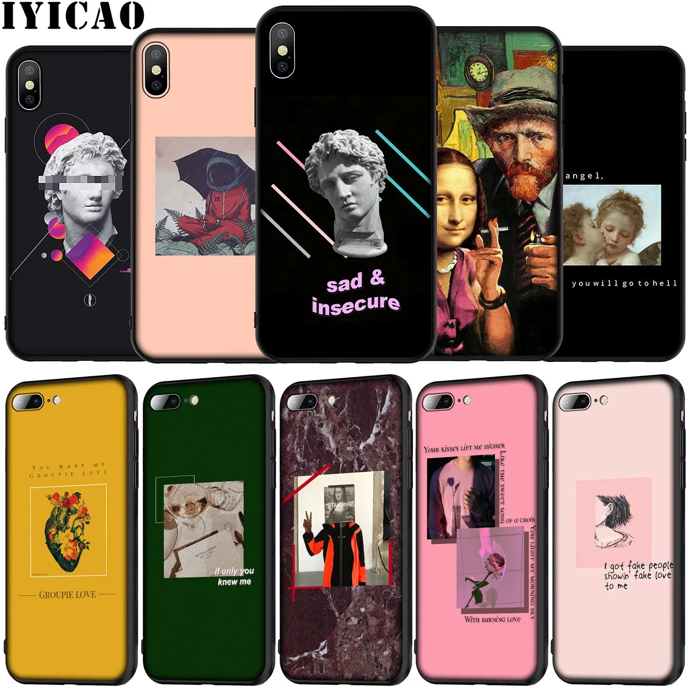 Отличный арт эстетический Ван Гог Мона Лиза Давид любовь Мягкий силиконовый