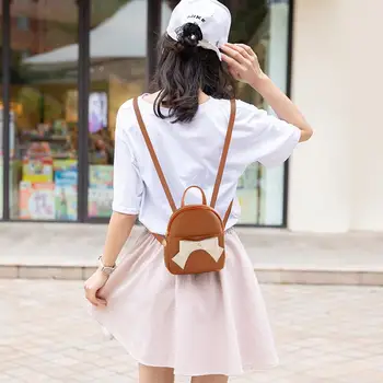 

Women Backpack Simple Splicing Bowknot School Shoulder Bookbags Multi-pocket Zipper Student Rucksack for Vacation and Travel