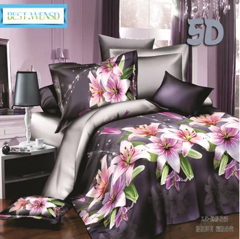 

Reactive Printing 4pcs luxury bedding set king size Western flower bedsheet comforter cover Double duvet set 3D jogo de cama Z95