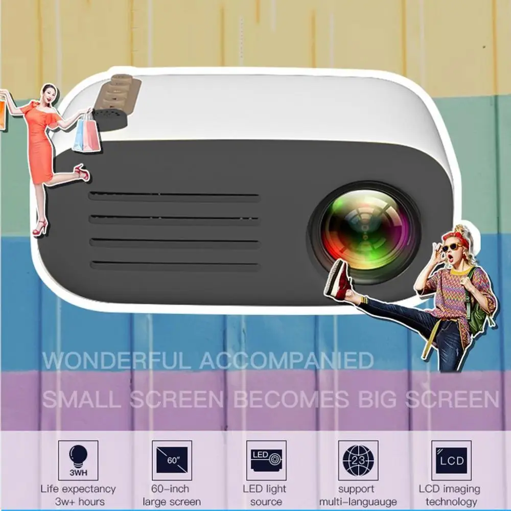 

Yg200 Home Mini Projector Portable Handheld Hd 1080P Led Projector Home Media Player WHITE