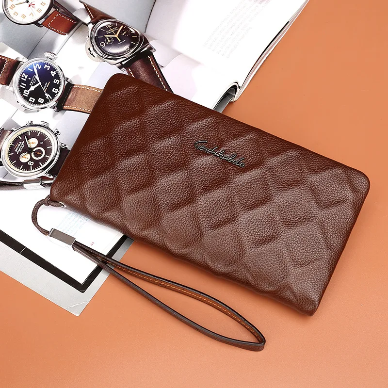 

Men Business Clutch Bag Men's Multi-functional Large Capacity Clutch Bag Full-grain Leather Long Wallet Leather Handbag