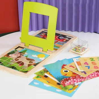 

24Pcs Wooden Puzzle Race Cube Board Game Toys Kids Adults Education Toy Parent-Child Double Speed Game Animals Magic Cubes Gift