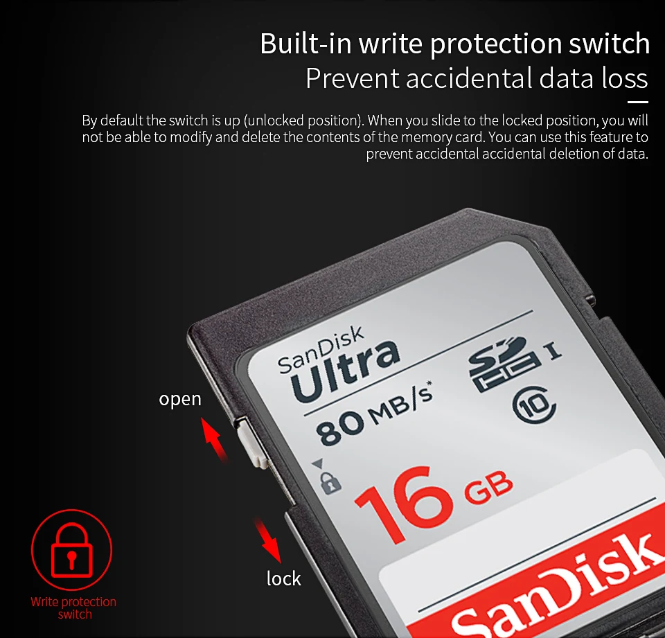 Двойной Флеш-накопитель SanDisk разъем для SD карты со шлейфом 128 Гб 64 ГБ 32 ГБ оперативной памяти, 16 Гб встроенной памяти, карта памяти класса 10 до 80 МБ/с. Камера карты Высокое качество флэш-карты карта памяти