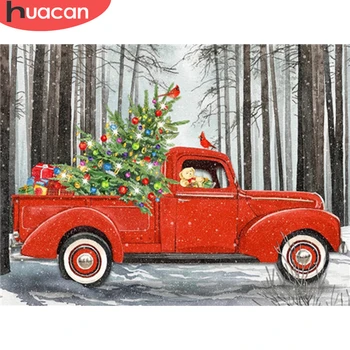 

HUACAN Diamond Painting Christmas Tree Full Square Diamond Embroidery Car Cross Stitch Winter Kit Mosaic Landscape Handmade Gift