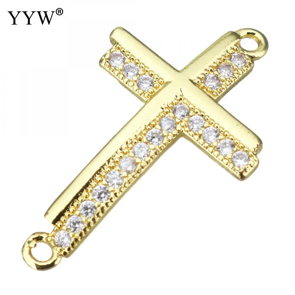 Jewelry Connectors Cross Connector With Rhinestones Plated Brass Jewelry Findings Connector Diy Jewelry Bracelets Making 20pcs