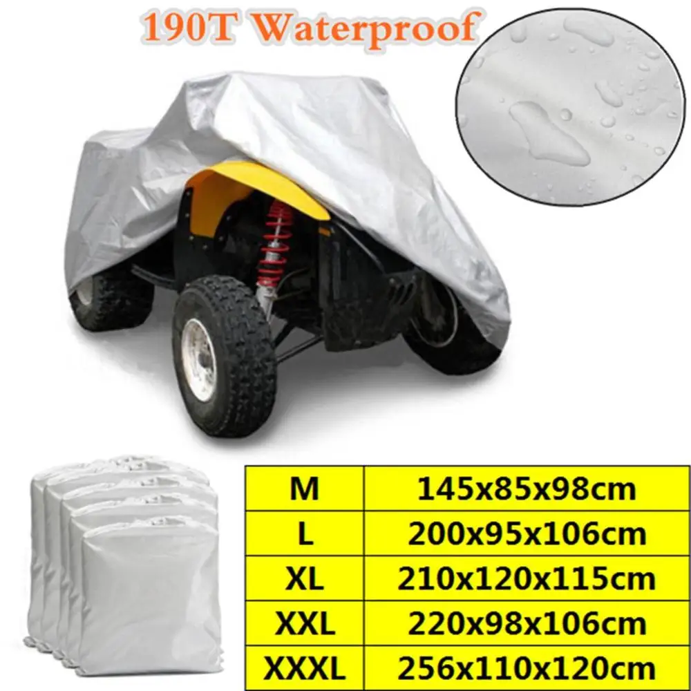 190T Silver 210T водонепроницаемая крышка Quad atv машина скутер мотоцикл черный пылезащитный Пылезащитный УФ протектор M/L/XL/XXL/XXXL - Название цвета: 190T Silver