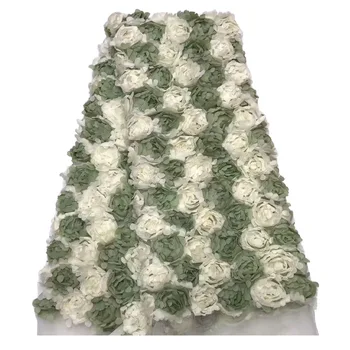

3D Applique Embroidery Lace fabric African Mesh Lace Material Nigerian Net Lace Fabric For Wedding Dress French Tulle Lace