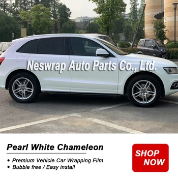 

premium Satin Pearl vinyl wrap white to purple wrapping film foil Car Wrap Bubble Free low initial tack adhesive easy install
