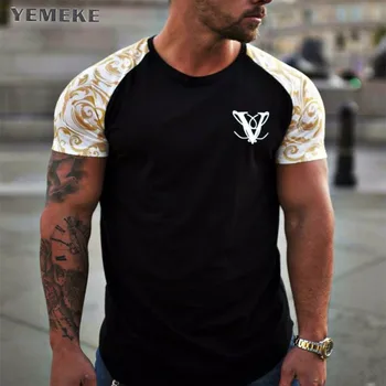 

YEMEKE Brand T-Shirts 2019 Summer Short Sleeve O-neck Stripe Printed XY3