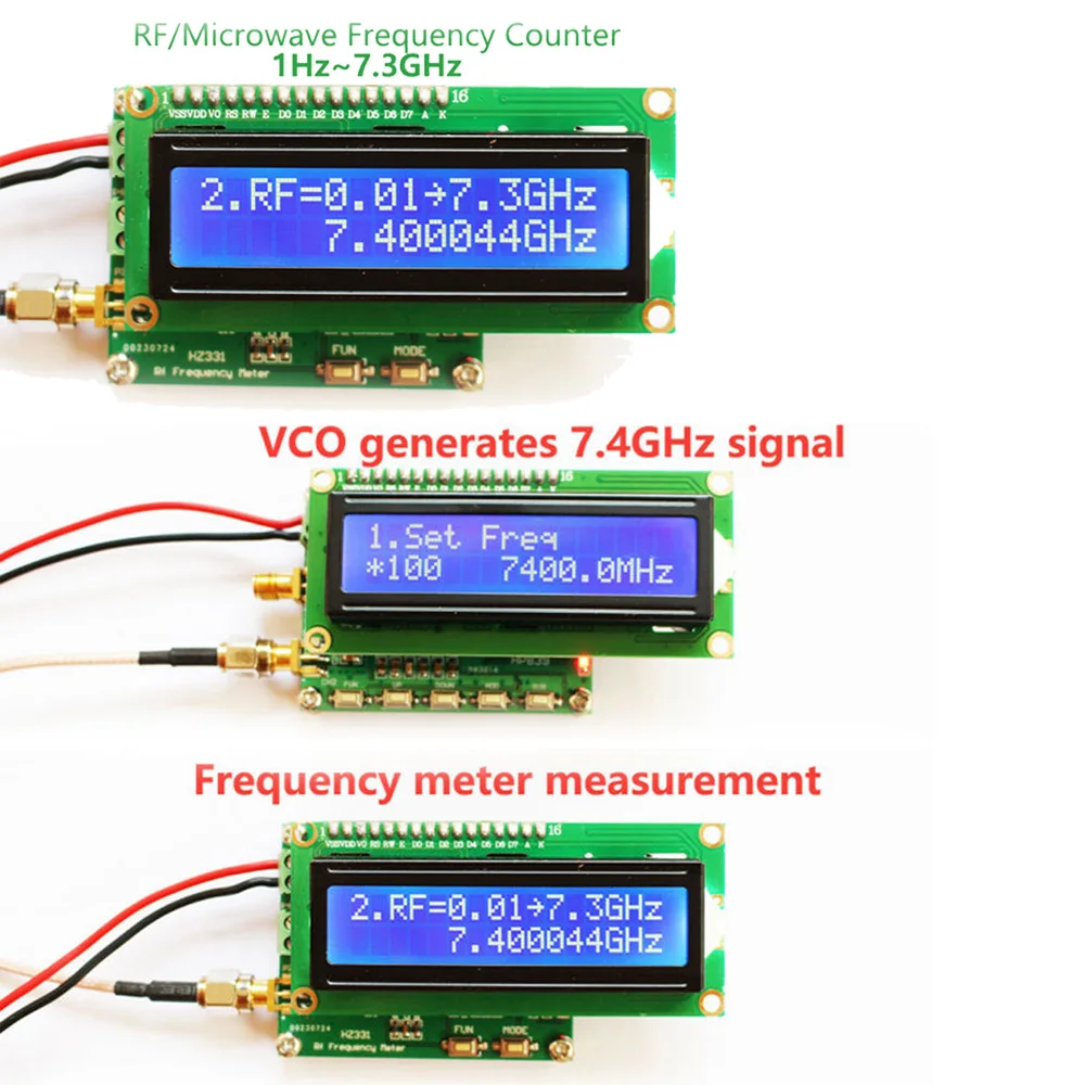 

1pc Frequency Meter 1Hz-7.3GHz Microwave Counter Radio Pulse Detectors