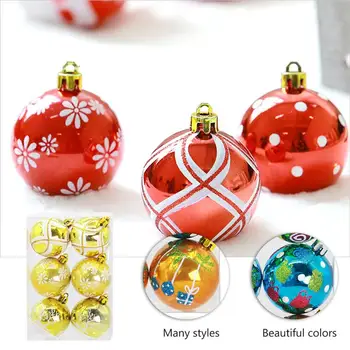 

12Pcs/2Boxes Christmas Painting Balls Decorative Tree Pendants Random Color