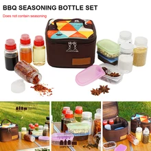 10 Pcs Seasoning Jar Set with Storage Bag Portable Spice Container Salt Shaker Powder Liquid Sauce Bottle for Camping BBQ Picnic