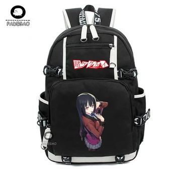 

6 Style Kakegurui Jabami Yumeko Cosplay Men's Backpack Vintage Women Canvas Backbag Large Capacity Travel Bags Laptop Mochila