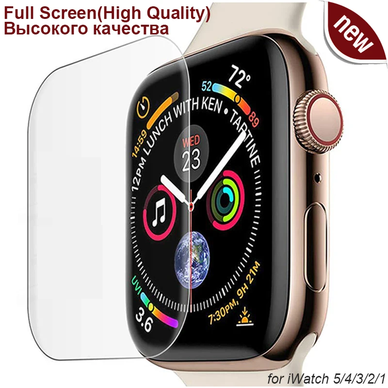 3D полностью изогнутая мягкая закаленная ПЭТ для Apple Watch Series 5 4 ультратонкая