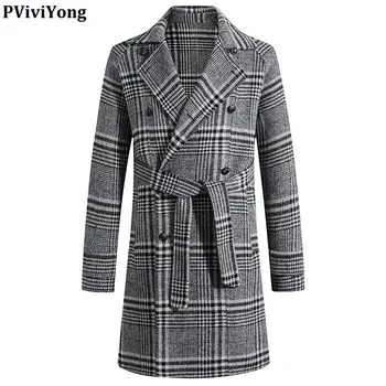 

PViviYong 2019 new arrival winter high quality Double-sided cloth wool coat men ,double-breasted jacket men plus-size M-3XL19012