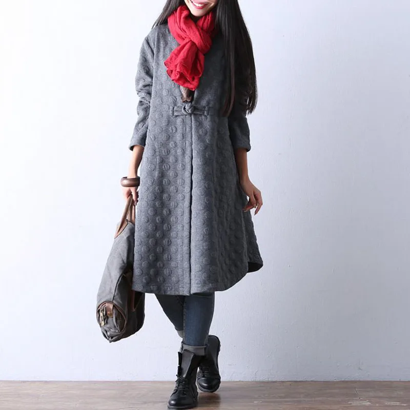 Женская зимняя куртка-кардиган с длинными рукавами и пуговицами, пальто, свободные топы, платье